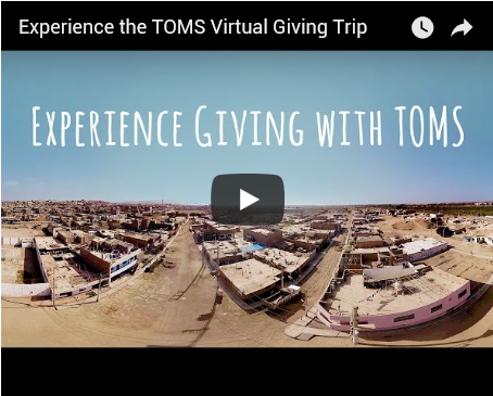 TOMs shoes virtual reality, VR, TOMS shoes